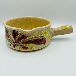 Vintage Clay Handmade Pottery Crock Chicken Rooster